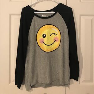 Justice Sparkly Long Sleeve Emoji Top